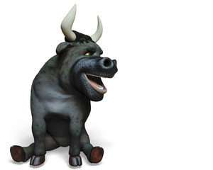 black bull cartoon in white background