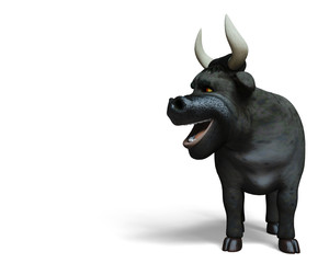 black bull cartoon in white background
