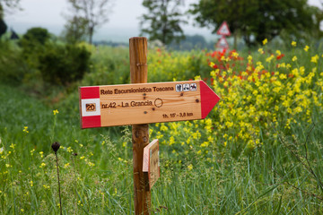 trekking signs in Tuscany, Italy
