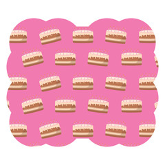 decorative frame with birthday cake pattern over white background, vector illustration