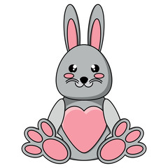 Fototapeta premium cute rabbit icon over white background, colorful design. vector illustration