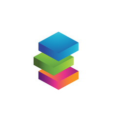 Naklejka premium square box letter E logo