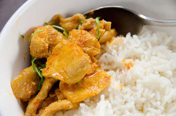 mussaman curry, chicken curry with rise