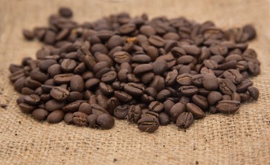 Dark roasted coffee beans