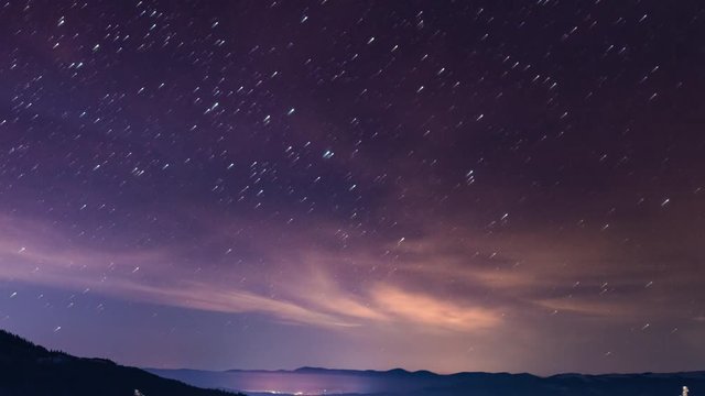 8K Starry time lapse in Carpathian Mountains