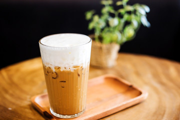 Iced coffee on table