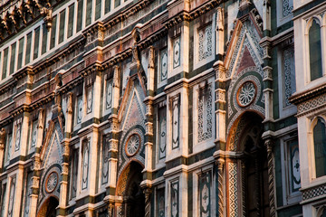 Obraz premium detail of Florence Duomo. Basilica di Santa Maria del Fiore (Basilica of Saint Mary of the Flower) in Florence, Italy