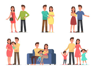  family character vector design set