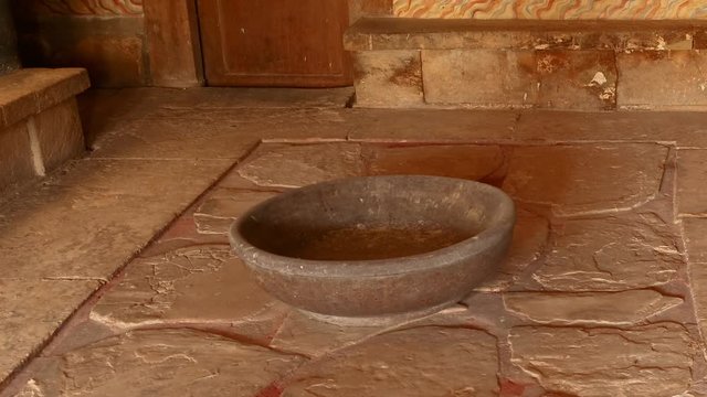 Telephoto shot of the Throne Room in the Minoan Palace of Knossos, Heraklion, Crete