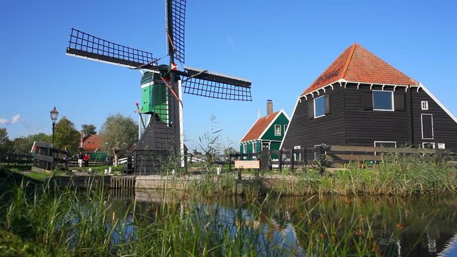 Traditional windmill at Zaanse Schans, Amsterdam, Holland