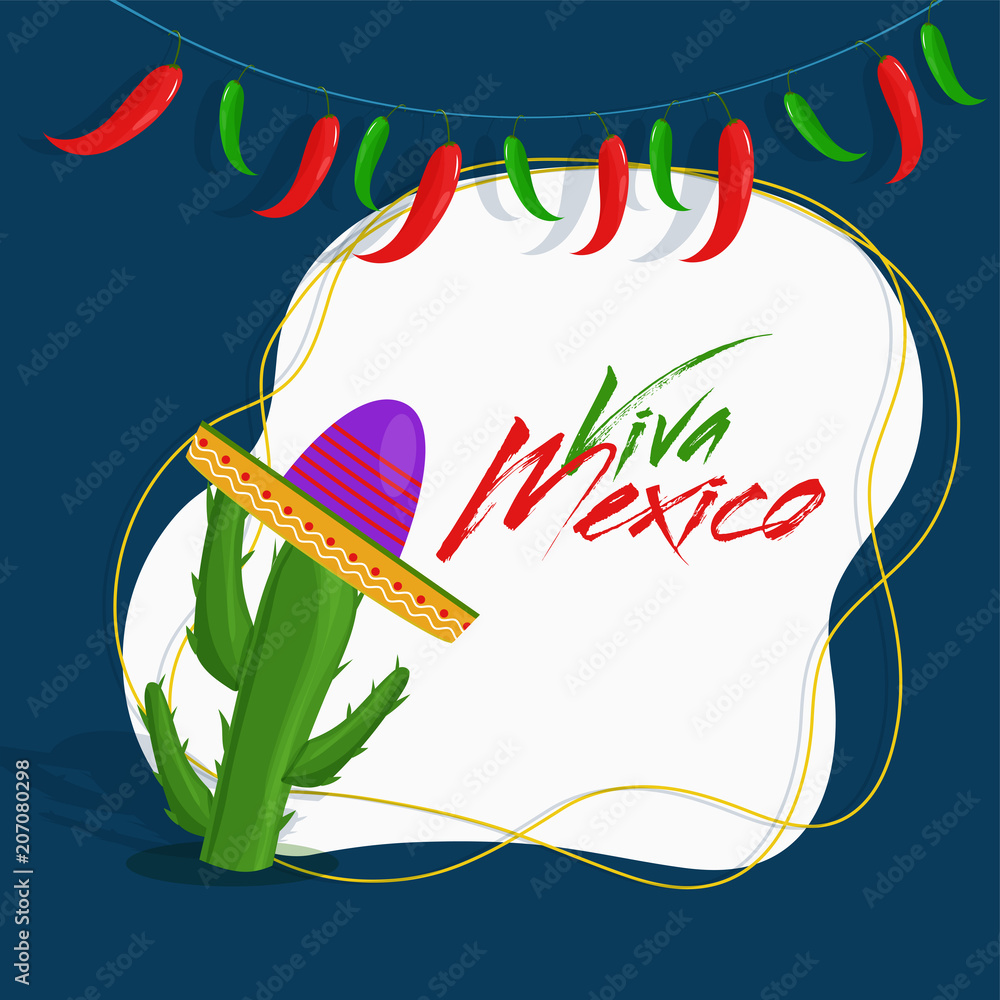 Sticker Independence Day of Mexico Background.