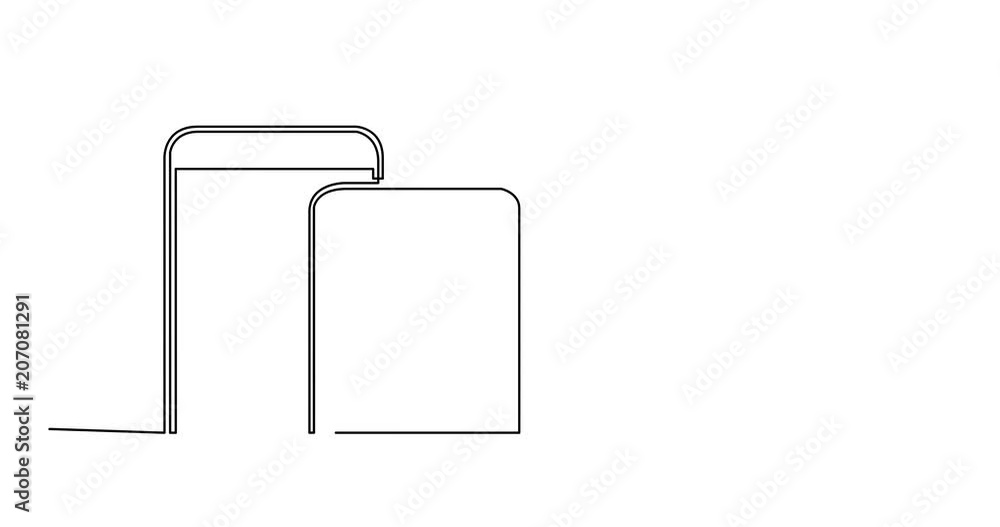 Poster self drawing animation of continuous line drawing of mobile phone