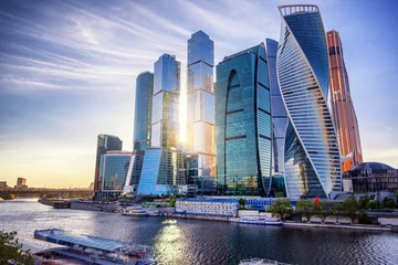 Fotobehang Moscow City - view of skyscrapers Moscow International Business Center. © olezzo