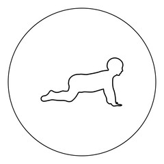 Crawling baby icon black color in circle vector illustration isolated