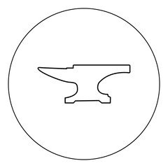 Anvil block icon black color in circle vector illustration isolated