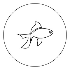 Fish icon black color in circle vector illustration isolated