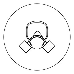 Gas mask icon black color in circle vector illustration isolated