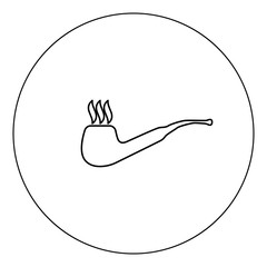 Smoking pipe icon black color in circle vector illustration isolated