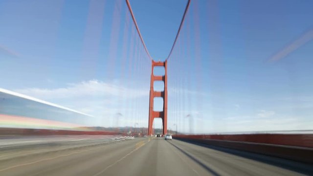 Time lapse Point of view driving over the Golden gate bridge, San Francisco, America, USA