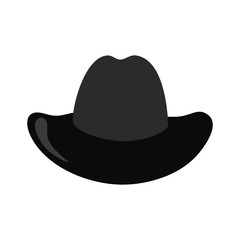 Black hat isolated on white background. Vector illustration.