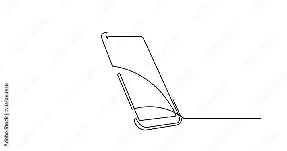 Poster self drawing animation of continuous line drawing of mobile phone