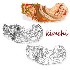 Kimchi, traditional korean food. Illustration on white isolated.