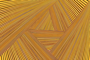 Abstract photo montage of yellow orange timber. Converging lines of planks.