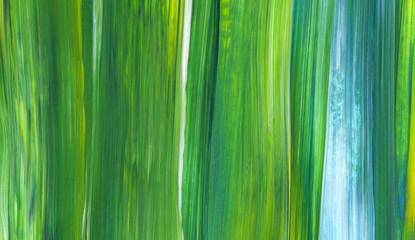 Abstract acrylic painting for use as background, texture, design element. Modern art in Mixed colours of green, blue, yellow.