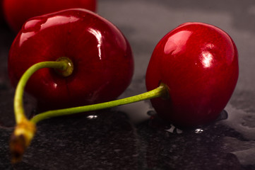 large ripe red sweet cherries