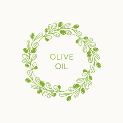 Vector linear frame and badge design for packaging for olive oil