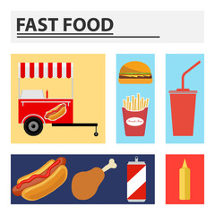 Fast food. Rectangular banners with fast food.