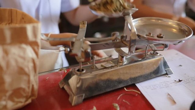 thai herb medical on tradition balancing scale