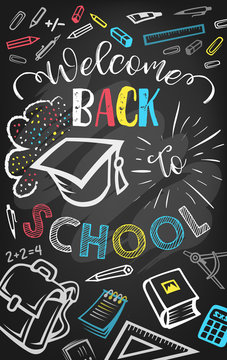 Welcome back to school greeting poster design
