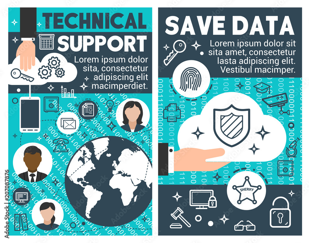 Poster save data technical banners