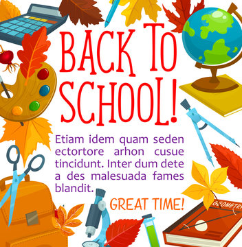 Back to School vector study stationery poster