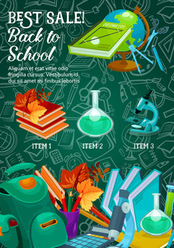 Back to School vector stationery sale web banner