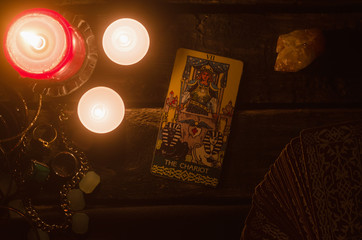 The Chariot Tarot card. Fortune teller.