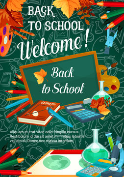 Back to School vector autumn sale poster