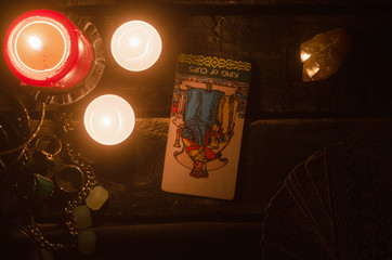King of cups inverted Tarot card. Fortune teller.