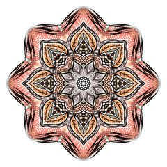 Beautiful mandala ornament in embroidery stitches style, decoration on white background for your design