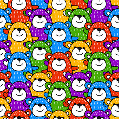 A bright pattern with pretty bears. Children's background for decor, textiles.