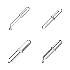 Pipette medical dropper tool icons set. Outline illustration of 4 pipette medical dropper tool vector icons for web