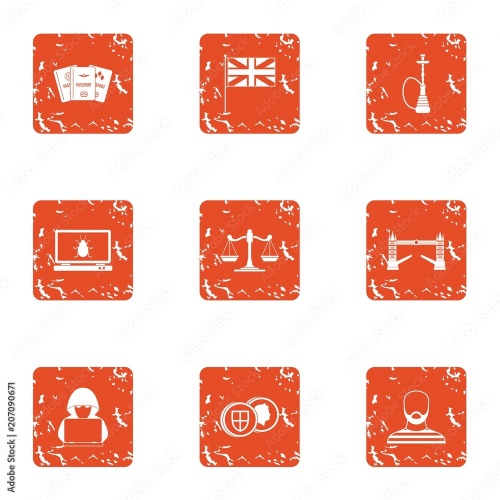 Poster making money icons set. grunge set of 9 making money vector icons for web isolated on white backgrou