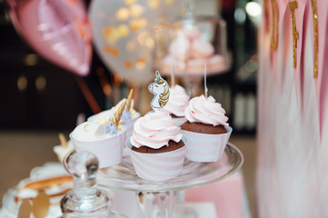 Kids birthday party decoration and cake.