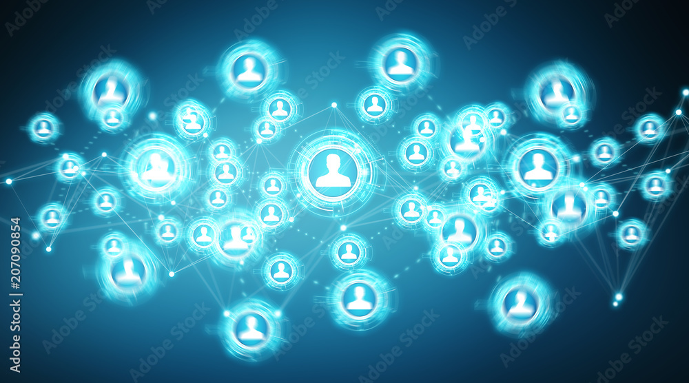Poster Social media digital interface background 3D rendering