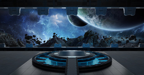 Naklejka premium Landing strip spaceship interior 3D rendering elements of this image furnished by NASA