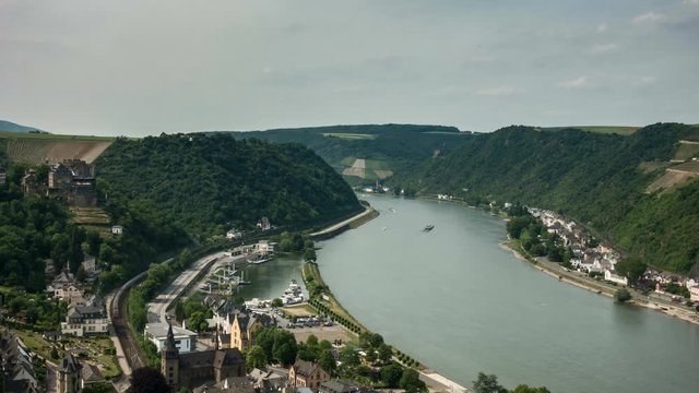 Time lapse of Castle Rheinfels above the rhine valley, Rhineland-Palatinate, Germany