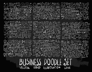 Hand drawn Sketch doodle vector business element icon set on Chalkboard eps10