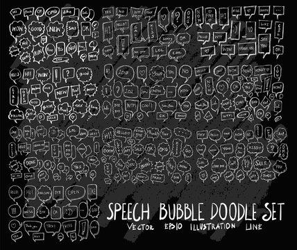 Hand drawn Sketch doodle vector bubble element icon set on Chalkboard eps10