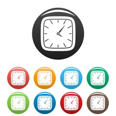 Clock wall icon. Simple illustration of clock wall vector icons set color isolated on white